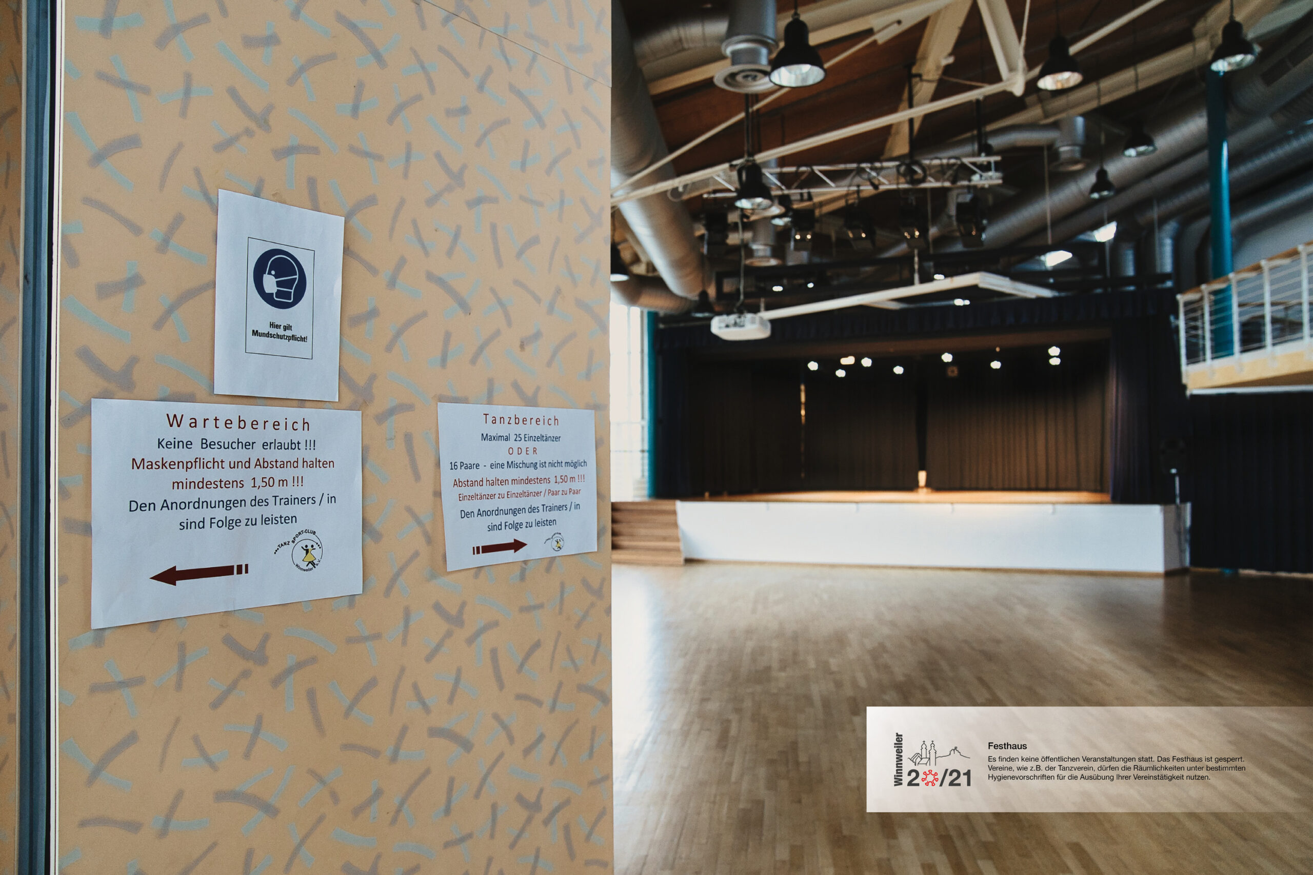 Festhaus Es finden keine öffentlichen Veranstaltungen statt. Das Festhaus ist gesperrt. Vereine, wie z.B. der Tanzsportclub TSG Schwarz-Gelb, dürfen die Räumlichkeiten unter Beachtung bestimmter Hygienevorschriften für die Ausübung Ihrer Vereinstätigkeit nutzen. Festhaus Es finden keine öffentlichen Veranstaltungen statt. Das Festhaus ist gesperrt. Vereine, wie z.B. der Tanzsportclub TSG Schwarz-Gelb, dürfen die Räumlichkeiten unter Beachtung bestimmter Hygienevorschriften für die Ausübung Ihrer Vereinstätigkeit nutzen.